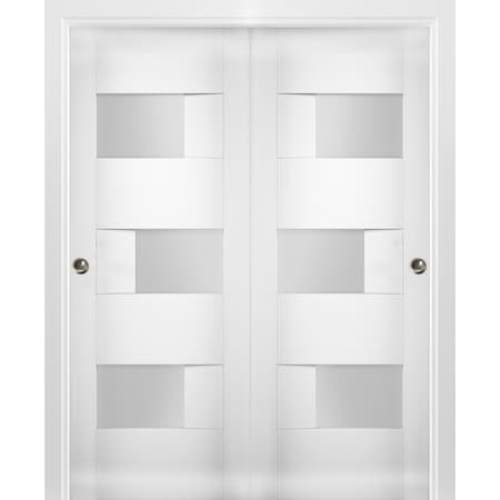 Vdomdoors Double Pocket Interior Door, 36" x 84", Gray SETE6933DBD-WS-56